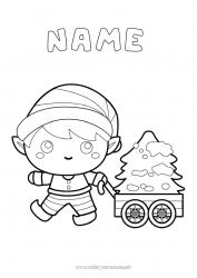 Free coloring Christmas tree Christmas elves Elves coloring pages