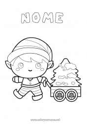 Disegno gratuito Albero di Natale Elfo di Natale Pagine da colorare degli elfi