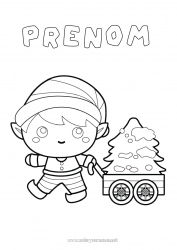 Coloriage gratuit Sapin de Noël Lutins de Noël Coloriages lutins