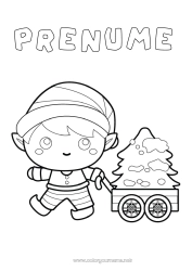 Desen liber de colorat Brad de Crăciun Moșneguții de Crăciun Desene de colorat cu spiriduși