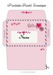 Free coloring Heart I love you Envelope Envelope to print