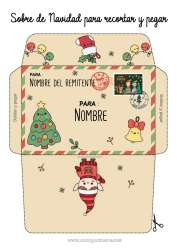 Dibujo libre árbol de Navidad Elfos de navidad Navidad Cartas de elfos bromistas Sobre Sobre para imprimir Viaje del duende navideño