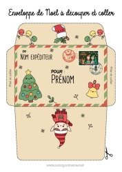 Coloriage à personnaliser Sapin de Noël Lutins de Noël Noël Lettres de lutins farceurs Enveloppe Enveloppe à imprimer Voyage de l'elfe de Noël Enveloppe de Noël Enveloppe pour courrier du lutin de Noël