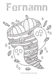 Gratis färgläggning Godis Spöke Pumpa Halloween Höst