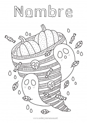 Colorear gratis Caramelos Fantasma Calabaza Halloween Otoño