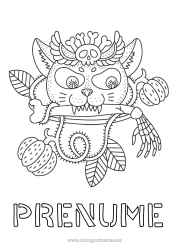 Pagină de colorat personalizată Pisica neagră Pisică Halloween Animal Câini și pisici