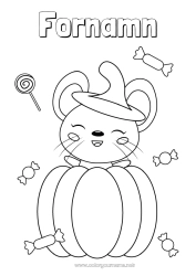 Gratis färgläggning Godis Pumpa Söt Halloween Mus Djur Skogens djur