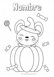 Dibujo libre Caramelos Calabaza Lindo Halloween Ratón Animales Animales del bosque