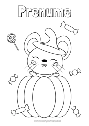Desen liber de colorat Bomboane Dovleac Drăguț Halloween Șoarece Animal Animale din pădure