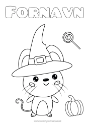 Fargeleggingssiden å tilpasse Kostyme Gresskar Heks Halloween Mus Dyr Hatt Skogsdyr