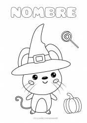 Dibujo libre Disfraz Calabaza Bruja Halloween Ratón Animales Sombrero Animales del bosque