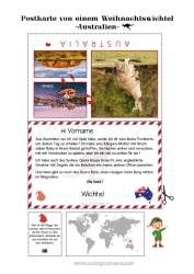 Kostenlose Malvorlage Australien Reise des Weihnachtselfen Postkarte Postkarte von einem einzigen Elf