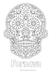 Farvelægningssiden tilpasning Blomster Kranie Dødsdagene Mexiko Calaveras, kranier