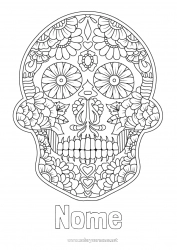 Desenho grátis Flores Crânio Dia dos Mortos México Calaveras, caveiras