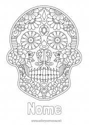 Disegno gratuito Fiori Teschio Giorno dei Morti Messico Calaveras, teste di morto