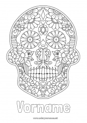 Kostenlose Zeichnung Blumen Schädel Día de los Muertos Mexiko Calaveras, Schädel