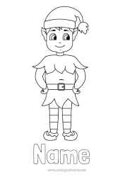 Free colouring Christmas Elves Christmas Elf colouring pages