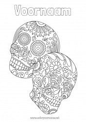 Gratis kleurplaat Schedel Dia de los Muertos Mexico Calaveras, schedels