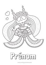 Coloriage à personnaliser Squelette Crâne Día de los Muertos Mexique Calaveras, têtes de mort