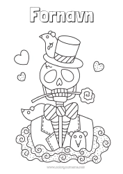 Fargeleggingssiden å tilpasse Skjelett Kranium De dødes dag Mexico Calaveras, hodeskaller