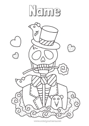 Colouring to customise Skeleton Skull Day Of The Dead Mexico Calaveras, Skulls