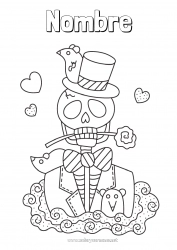 Colorear para personalizar Esqueleto Calavera Día de los Muertos México Calaveras