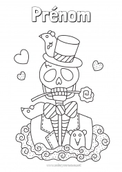 Coloriage à personnaliser Squelette Crâne Día de los Muertos Mexique Calaveras, têtes de mort