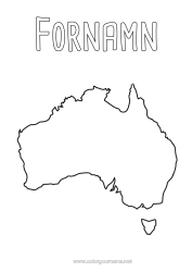 Färgläggningssida att anpassa Geografi Land Australien Landskarta