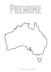 Pagină de colorat personalizată Geografie Țară Australia - Australia Hartă a țărilor