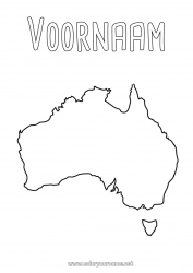 Kleurplaat aanpassen Geografie Land Australië Wereldkaart
