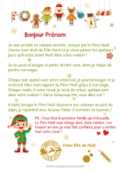 Coloriage gratuit Lutins de Noël Noël Lettres de lutins farceurs Lettre d'arrivée du lutin