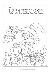 Gratis fargelegging Flaggermus Heks Halloween Fugler og flygende pattedyr