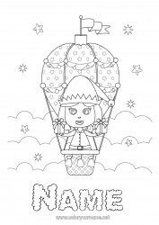 Free coloring Gifts Christmas elves Christmas Elves coloring pages Hot air balloon Aerial vehicles