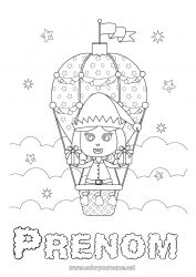 Dessin gratuit Cadeaux Lutins de Noël Noël Coloriages lutins Montgolfière Véhicules aériens