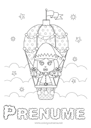 Desen liber de colorat Cadouri Moșneguții de Crăciun Crăciun Desene de colorat cu spiriduși Balon cu aer cald Vehicule aeriene