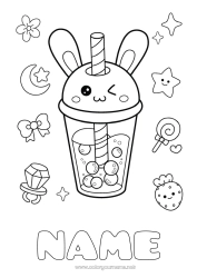 Free coloring Kawaii Tea Drinks Soda Bubble tea