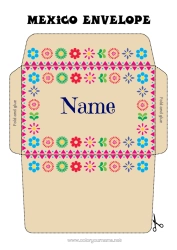 Colouring to customise Flowers Birthday Autumn Spring Day Of The Dead Envelope Mexico Fifth Of May Mexican Embroidery Print Envelope Mischievous Elf's Journey Envelope For The Christmas Trickster Elf's Mail