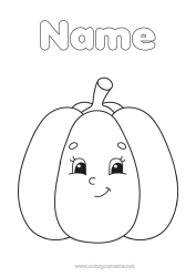 Colouring to customise Pumpkin Autumn Vegetables Easy Colouring Pages