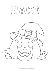 Free colouring Pumpkin Jack O'Lantern Hat Easy colouring pages