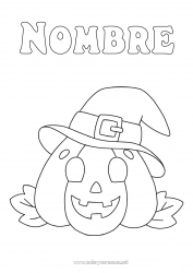 Colorear gratis Calabaza Jack O'Lantern Sombrero Dibujos fáciles para colorear