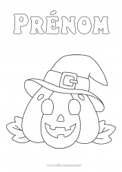 Dessin gratuit Citrouille Jack O'Lantern Chapeau Coloriages faciles