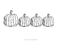 Free colouring Pumpkin Halloween Decorated name