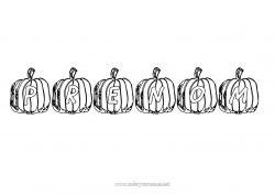 Coloriage gratuit Citrouille Halloween Nom décoré