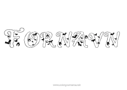 Gratis fargelegging Flaggermus Halloween Dyr Dekorert navn Fugler og flygende pattedyr