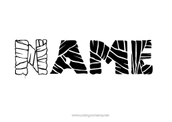 Free colouring Monster Mummy Halloween Decorated name