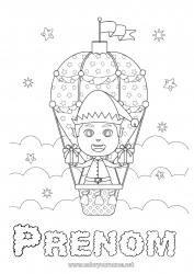 Dessin gratuit Cadeaux Lutins de Noël Noël Coloriages lutins Montgolfière Véhicules aériens