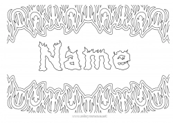 Free coloring Decorated name Fire