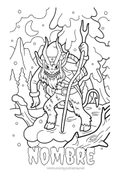 Colorear gratis Monstruo Navidad Bosque Krampus