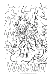 Gratis tekening Monster Kerstmis Bos Krampus