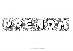 Coloriage à personnaliser Araignée Fleurs Animal Feuilles Nom décoré Fourmi Insectes